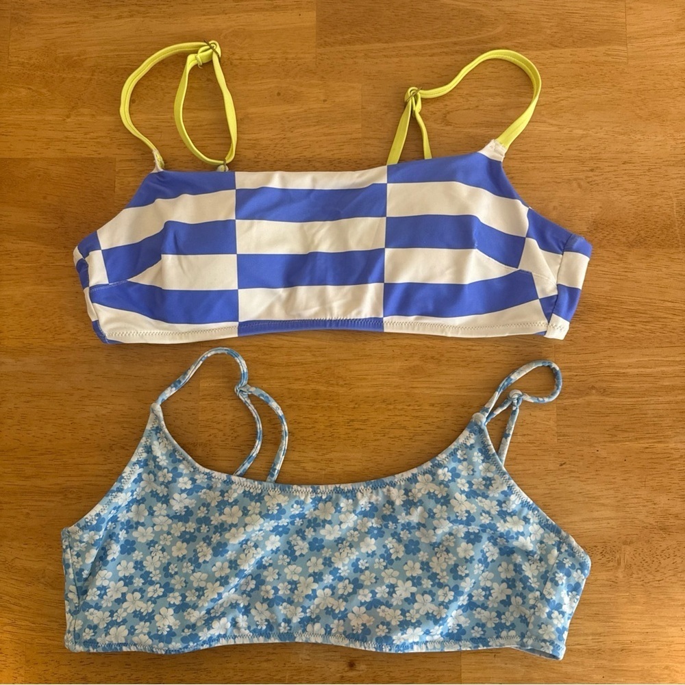 Aerie PacSun Bikini Tops Bundle Medium Floral Stripes S - Picture 1 of 8